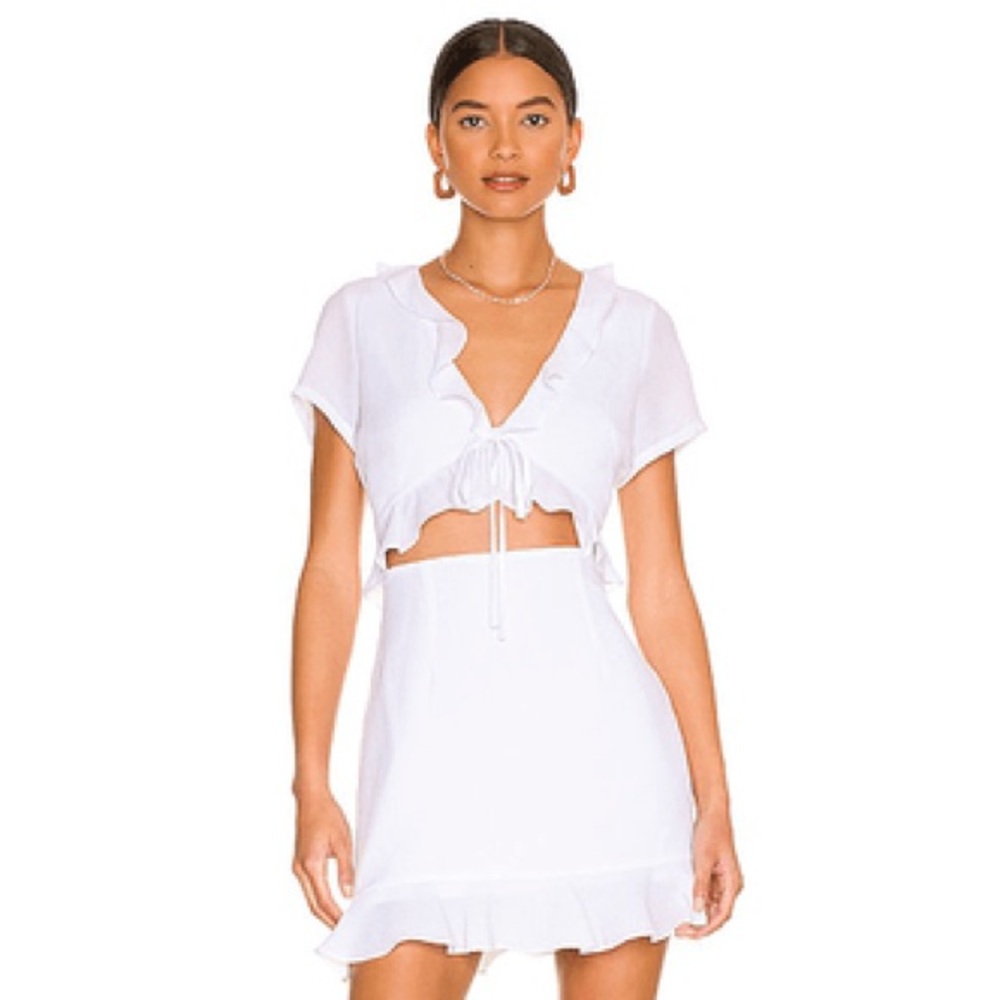 Mia Ruffle Tie Dress in White